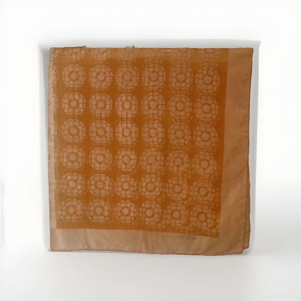 Vtg Peach Nylon Jacquard Scarf Geometric Floral Sheer Chiffon Womens OS Orange - Picture 2 of 6